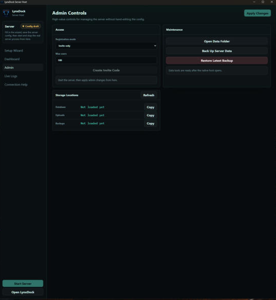 Server Host admin controls