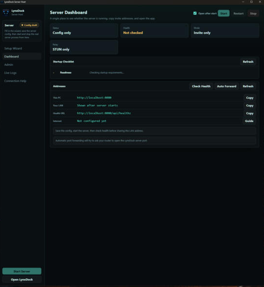 Server Host dashboard